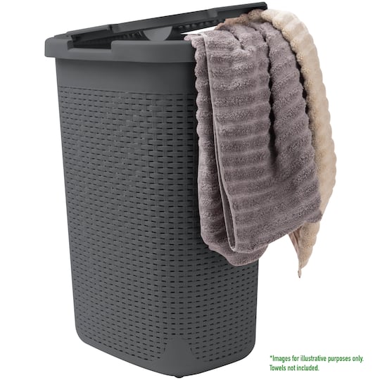 Mind Reader 60L Hamper Laundry Basket with Cutout Handles